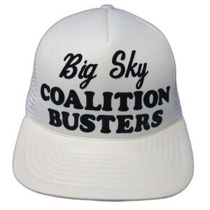 Big Sky Coalition Busters Trucker Hat White One Size Adjustable Mesh Back Winner